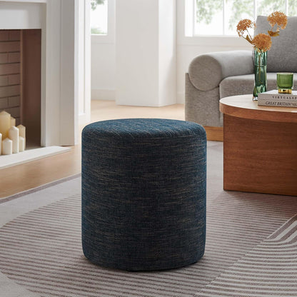 16-Inch Round Heathered Fabric Upholstered Ottoman