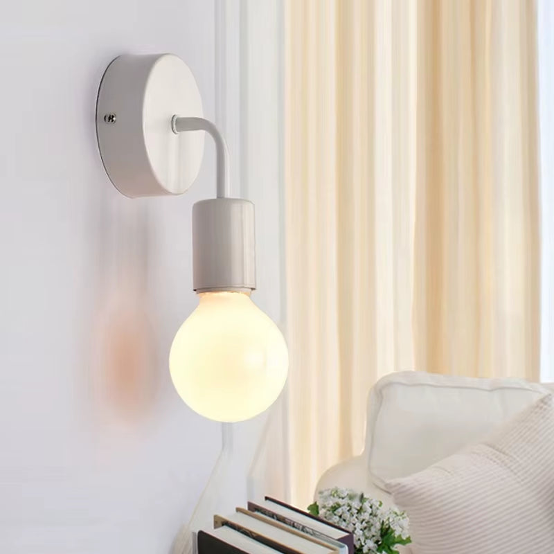 Nordic Modern Iron Wall Lamp in Black Finish - E27 Indoor Lighting Fixture for Bedroom, Bathroom, and Industrial Decor